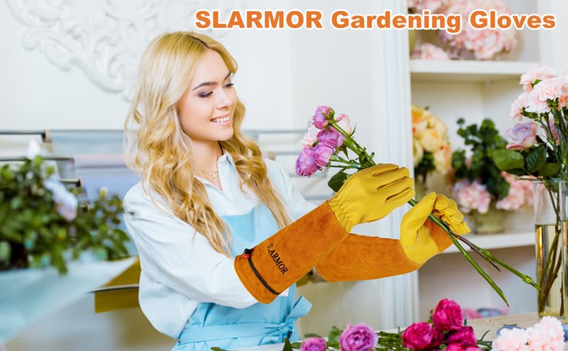 Long Gardening-Gloves Women/Men-Thorn proof Rose Pruning Heavy Duty Gauntlet, Best Garden Gifts for Gardener-L