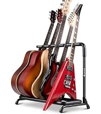 CAHAYA Multi Guitar Rack: Acoustic Guitar Display Rack 5 Holder Thick Padding Guitar Rack Holder Floor Stand for Classical Acoustic Electric Guitars and Bass CY0345