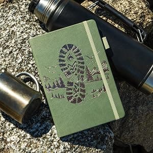 Travel & camping diary, nature adventure record book, 5.8 x 8.3 in eco leather notebook, gift for hikers & campers Clever Fox Hiking Journal for Women & Men, Trail Log Book, Forest Green B0DWSW8XN7