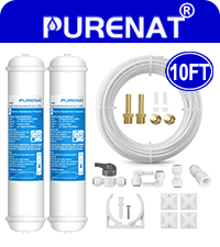 Inline Water Filter for Refrigerator and Ice Maker(2 Pack),1/4" Push Connect Post Carbon Filter Replacement for Reverse Osmosis Water System,Include 1/4" Water Line and Quick Connect Fittings