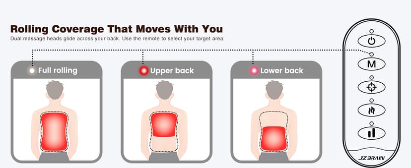 Shiatsu Back Massager with Heat : Up and Down Rolling Massage - Electric Back Massager for Pain Relief Deep Tissue - Heated Lower Back Massager for Office, Home Use