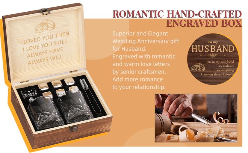 Anniversary Oaksea Gifts for Men Him Husband, Stainless Steel Engraved Whiskey Stones Glasses Set Gift, Gift for Birthday Wedding for Boyfriend Fiance, Cool Burbon Scotch Set Gifts