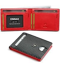 GSOIAX Slim Wallet for Men Rfid Blocking Leather Bifold Front Pocket Carbon Fiber Men's Money Clips Credit Card Holder With Gift Box B09P3QGR1D