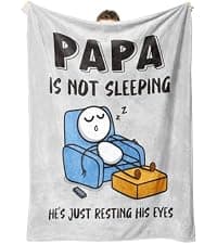 Dad Gifts from Daughter Son, Super Soft Throws Blanket for Couch and Napping, 60" x 50" (Gray) Funny Birthday Gift for Dad Husband, Dad is Not Sleeping Blanket B0DPW37148