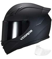 VCOROS Full Face Dual Visor Motorcycle Helmet for Adults Motorbike Street Bike Racing Helmets X9 DOT Approved with Black Visor