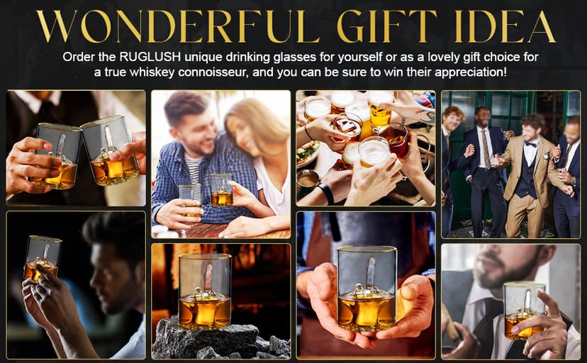 Middle Finger Funny Whiskey Glass – Premium Up Yours Funny Glass for Whiskey, Liquor – Luxurious Gold Rim – Home Bar Accessories Ideal for Man Cave, Fun Gag Gift Patent-Pending