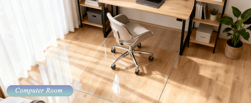 Vicwe Glass Chair Mat for Carpet,32"x48" Tempered Glass Office Chair Mat,1/5" Thick Glass Chair Mat with Rounded and Polished Edges,Smooth Glide for Carpet & Hardwood Floor Protection