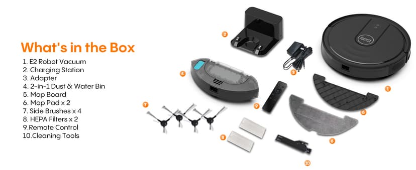 Robot Vacuum and Mop, 3-in-1 Robot Vacuum Cleaner, 4000Pa Powerful Suction, 2.87" Ultra Slim, with Wi-Fi/App/Alexa, Smart Navigation, Perfect for Pet Hair, Hard Floors and Low-Pile Carpets