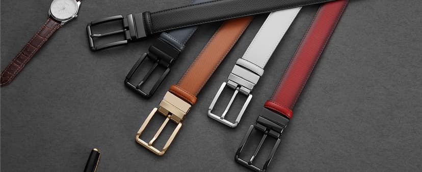 DOOPAI Reversible Leather Belt for Men 1.25" - Dual Sided Dress and Casual Belt, Trim to Fit, 2 Styles in One Belt