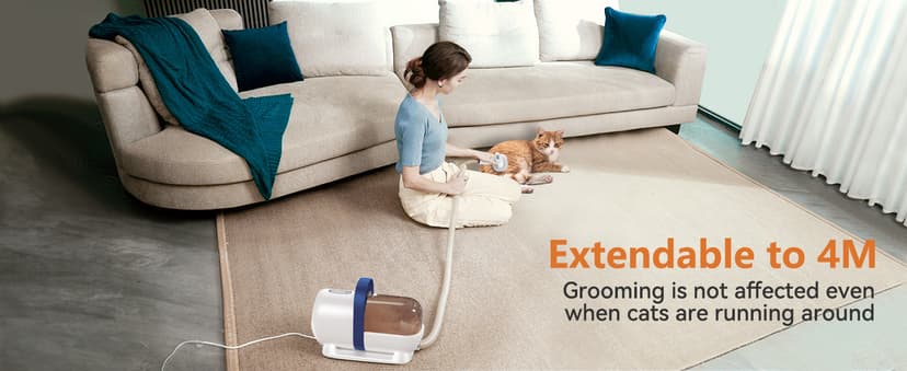 oneisall Cat Vacuum Groomer Quiet, Pet Vacuum Grooming Kit with Clipper Paw Trimmer & Brush, 1.5L Large Dust Cup Pet Vacuum for Shedding, Trimming & Home Cleaning