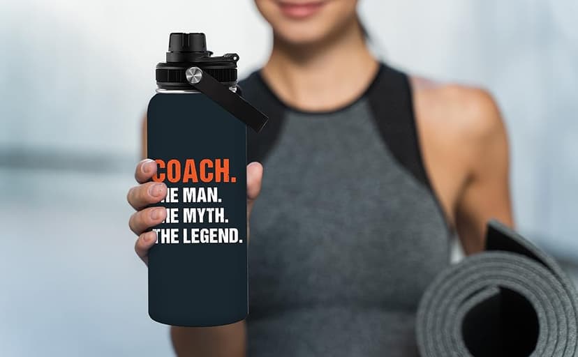Coach Gifts - 32 Oz Coach Nutriton Facts Water Bottle, The Man The Myth The Legend - Christmas Birthday Cheer Coachs Gifts, Soccer Softball Basketball Swim Coachs Appreciation Gift for Him