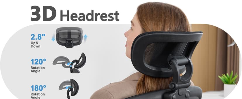 Office Chair, Ergonomic Office Chair with Headrest, Comfy Home Office Desk Chairs with Lumbar Support & Flip-up Armrests, 330LBS High Back Mesh Computer Desk Chair for Home Office, Black