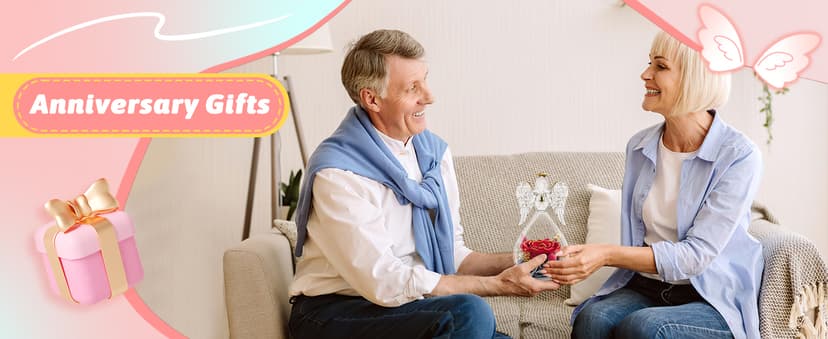 Miofula Preserved Flower Rose Birthday Gifts for Mom, Angel Figurines with Forever Real Rose Gifts for Her Mom Grandma, Unique Angels Gifts for Mothers Day Christmas Anniversary Birthday (Red)