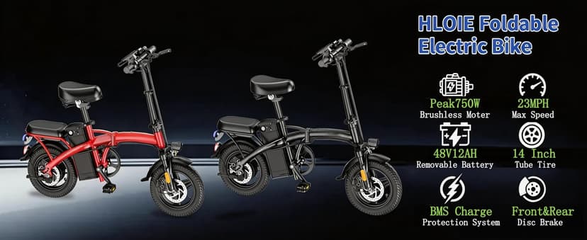 Folding Electric Bike for Adults, Peak 750W Motor,23MPH Max Speed Foldable Electric Bicycles,14" Ebike, 48V12AH Battery 35 Miles PAS Range Mini E Bikes for Adults and Teens