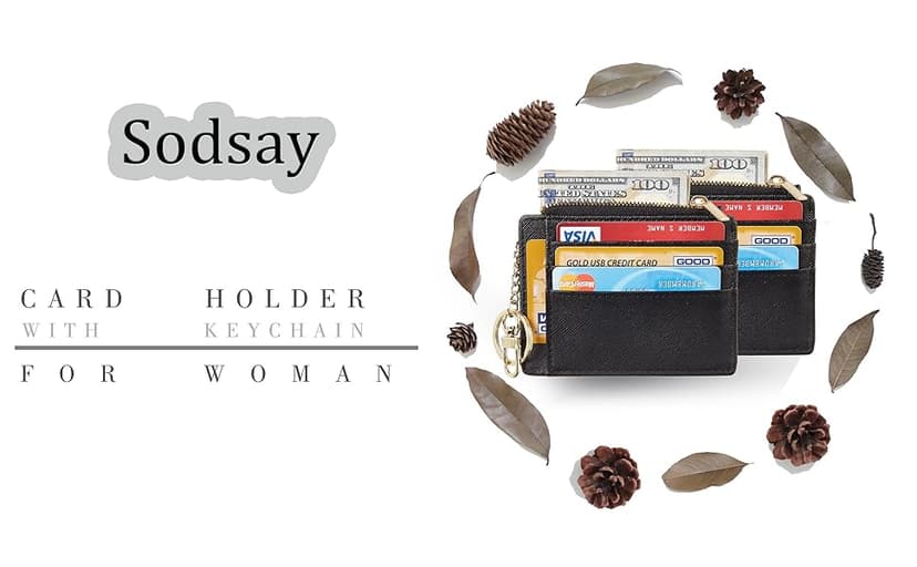 Sodsay Card Case Slim Front Pocket Wallet for Women Credit Card Holder with Keychain