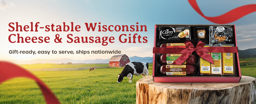 Wisconsin Cheese Company - Specialty 100% Wisconsin Cheese Block Assortment Sampler - (Pack of 7 Blocks) Cheddar, Pepper Jack, Swiss, Gouda, Salami, Smoked Cheddar & Tomato Basil | Locally Sourced | Perfect for Parties, Charcuterie Boards and Birthday Gifts | Great Birthday Gift for Cheese Lovers