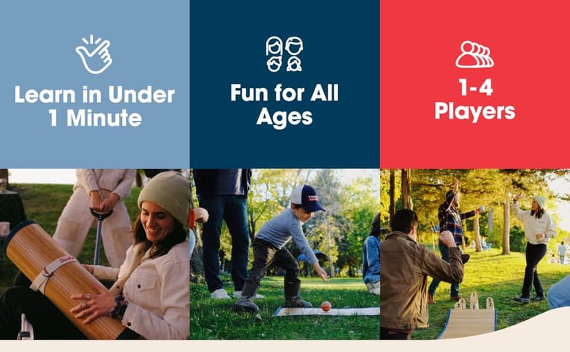 Yard Game – Modern Bocce Ball Set with Ramp & Targets | Portable BocceRoll Lawn Game for Backyard & Beach | Premium Wooden Bocce Game for Family & Party Play