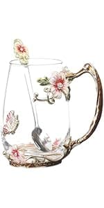 Best Gifts For Women Mom Blue Glass Coffee Tea Mug Unique Birthday Christmas Gift For Women Who Have Everything, Gift For Her Tea Cup with Spoon Sets (Blue-Tal) B0FJ6PFX9X