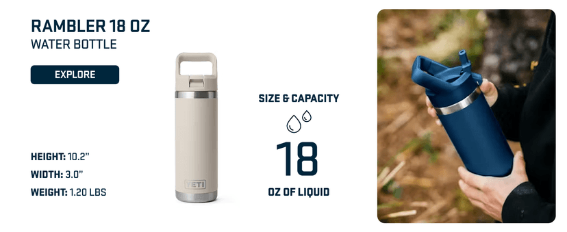 YETI Rambler 18 oz Bottle, Vacuum Insulated, Stainless Steel with Straw Cap, Black Forest Green