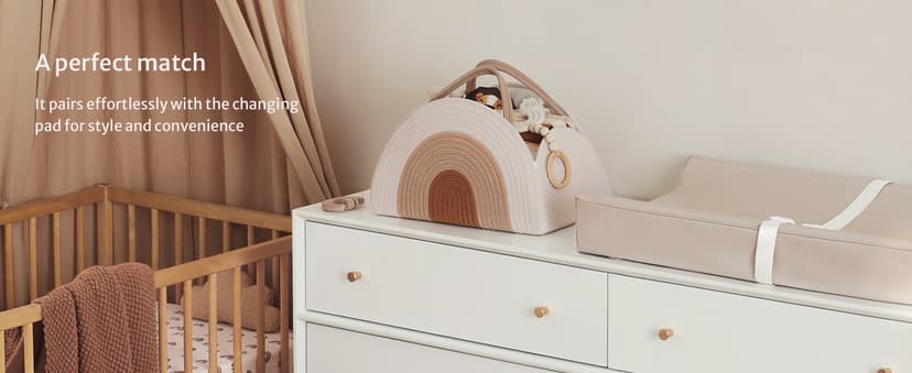 Blissful Diary Baby Diaper Caddy Organizer, Cotton Rope Diaper Caddy Basket, Large Storage Basket for Newborn Boys and Girls, Gift for Baby Shower List, Newborn Essentials, Earthy Rainbow