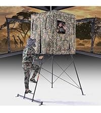 FUNHORUN Hunting Blind with Floor Mat, 360 Degree See Through Ground Blind with Carrying Bag, 2/3/4 Person Pop Up Camouflage Tent Portable Concealed Shelter