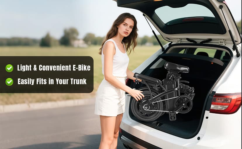 Electric Bike for Adults and Teens, 560W Motor 24MPH Compact Commuter Ebike, 32 Miles Range, 48V 10Ah Battery, 3 Shock Absorbers, 14" Mini Foldable Electric Bicycles with Basket, UL 2849 Certified