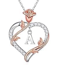 Iefil Christmas Gifts for Women Wife - 925 Sterling Silver Heart Initial Necklace, Anniversary Birthday Gifts for Women, Jewelry Gift for Wife Girlfriend Mom