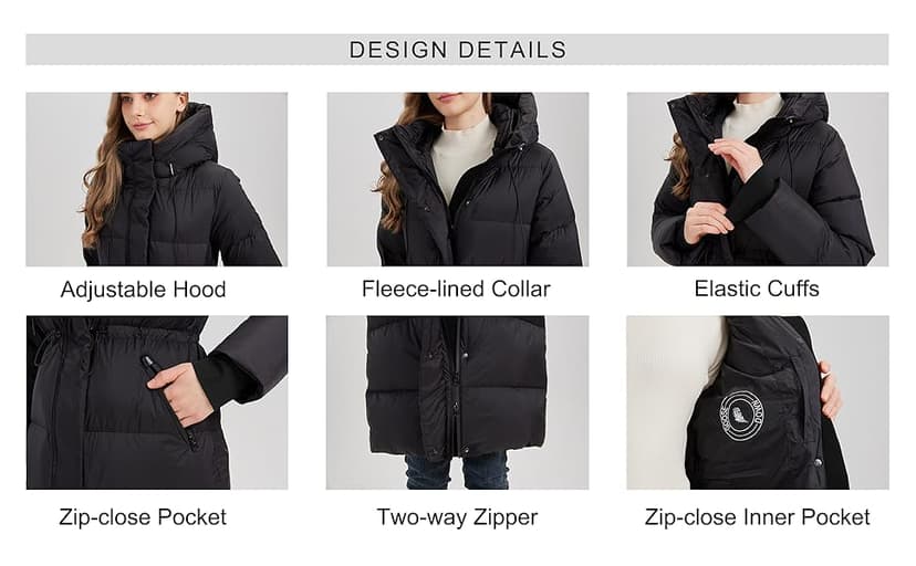 ANYIELIEMO Women’s Thick Long Goose Down Coat Hooded Warm Winter Down Puffer Parka Jacket with Knee-Length Coverage