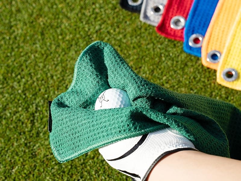 Handy Picks Microfiber Golf Towel (16" X 16") with Carabiner Clip, Waffle Pattern Golf Towel Hook and Loop Fastener - The Convenient Golf Cleaning Towel
