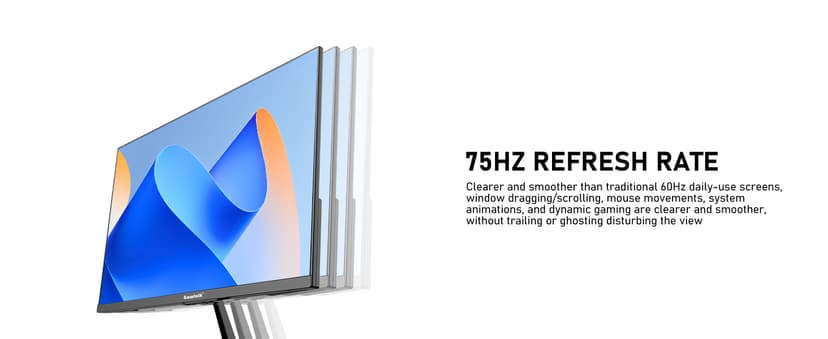 Gawfolk 27 inch IPS 2K QHD (2560×1440) Computer Monitor 75Hz Gaming PC Screen, 1ms,Adaptive Sync,100% sRGB, 1.07 Billion Colours, HDMI2.0、DisplayPort 1.4, Built-in Speaker - Black