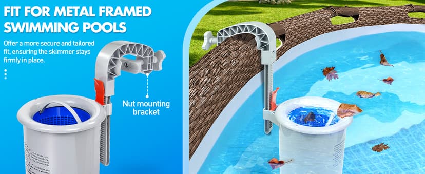 DeeprClean Above Ground Pool Surface Skimmer, Automatic Pool Skimmer for Top of Water, Wall Mount Surface Skimmer with Removable Skimmer Basket, Floating Pool Filter Pool Cleaning Maintenance Kit