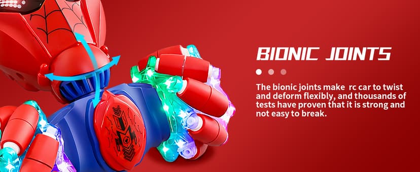 S-pider Rc Gesture Sensing Stunt Car Toys for Boys 4-14 Years Old, Drift Hand Control Remote Control Cars with Light & Music, 360°Rotation Double Side Cars Birthday Gifts for Kids Age 5 6 7 8 9 10 11