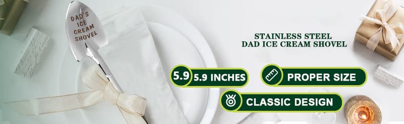 Gifts For Dad Men from Daughter Stocking Stuffers for men dad Ice Cream Spoon Scoop for Ice Cream Lovers, Christmas Gifts Funny Engraved Stainless Steel Shovel