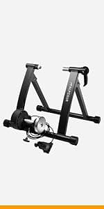 Alpcour Bike Trainer Stand for Indoor Riding – Portable Foldable Magnetic Stainless Steel Indoor Trainer, Noise Reduction, 6 Resistance Settings & Bag – Stationary Exercise for Road & Mountain Bikes