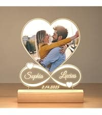 Custom Picture Frames with Photo, Personalized Photo Frame with Night Light, Customized Picture Frame, Personalized Anniversary Birthday Gifts for Women Men Her Him Girlfriend Boyfriend Couple