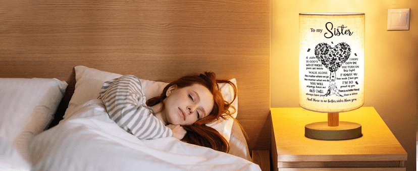 Sisters Gifts from Sister, to Sister Fabric Table Lamp, Sister Valentines Day Birthday Gifts for Sister, Bedside Table Lamp Gifts for Sisters from Sisters Adult