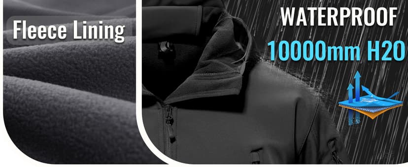 TACVASEN Men's Special Ops Military Tactical Soft Shell Rain Warm Fleece Lined Jacket Winter Hood Coat Hiking Snowboard