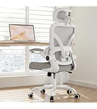 Ergonomic Office Chair, 330LBS Desk Chair with 3-Level Lumbar Support & Headrest, Breathable Mesh Backrest, Flip-Up Armrests for Home Office and Gaming, Black