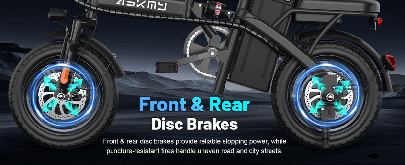 Foldable Electric Bike for Adults and Teens, 700W Peak Motor Ebike with 30-60 Miles PAS Range, 14" Folding Mini E Bike for Commute, Electric Bicycle with 48V Removable Battery