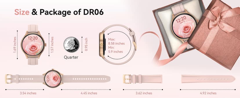 Smart Watches for Women (2 Bands), 1.27" Round Fitness Watch for Android iPhone with Bluetooth Calls (Make/Answer), AI Voice Command, Heart Rate/SpO2/Sleep Monitor, 12 Days Battery, IP68 Waterproof