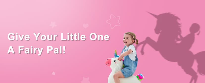 iPlay, iLearn Bouncy Pals Hopping Unicorn Horse, Toddler Girl Inflatable Bouncing Animal Hopper Toy, Outdoor Indoor Plush Ride on Bouncer, Baby Birthday Gift 18 Month 2 3 4 Year Old Kid - Unicorn