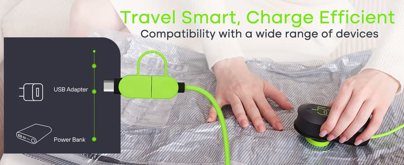 Vacuum Bags for Travel with USB Electric Pump, 15 Pack Carry-on Size Compression Packing for Luggage and Suitcase, Space Saver Bags for Clothes and Clothing Travel