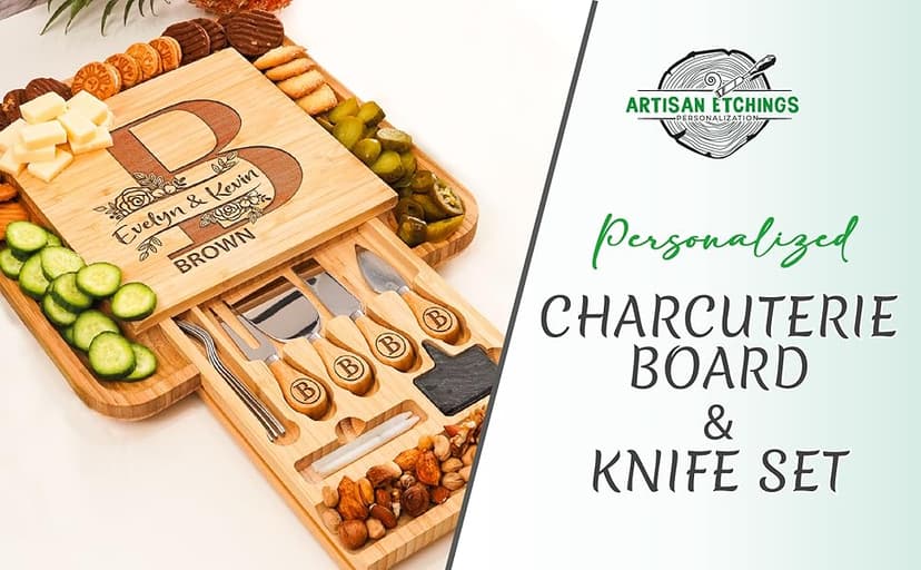 Personalized Charcuterie Board Gifts Set for Best Friends, Custom Large Cheese Board for Wedding, Anniversary, Birthday, Housewarming, Engagement, Party, New Home Gift Couple