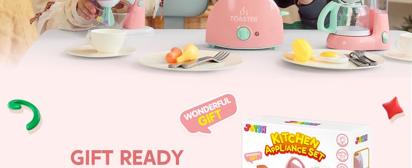 Joyin Play Kitchen Toys, Pretend Food Kitchen Accessories Girls Toy with Coffee Maker, Mixer, Toaster with Realistic Lights& Sounds, Birthday Gift for Kids B0CLVF5HM5
