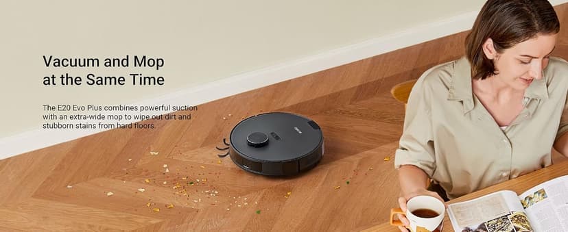 Eureka E20 Evo Plus Robot Vacuum and Mop Combo, 10,000Pa Suction Robot Vacuum Cleaner Bagless Self-Emptying Station, 45-Day Capacity Anti-Hair-Tangling Side Brush Mop Lifting App Control LiDAR Nav