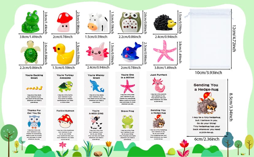 100 Set Employee Appreciation Gift Bluk for Coworkers Resin Animal Gifts with Pun Inspirational Note Cards for Thank You Office Staff Team Teachers, Nurses B0DXPVMLDZ