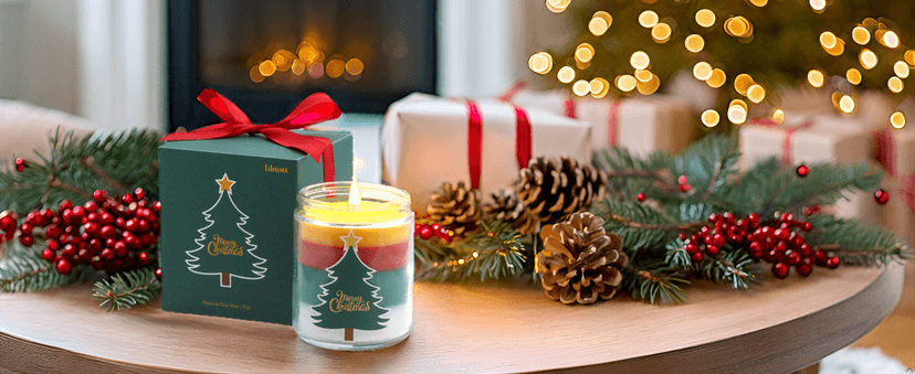 Christmas Candles - Christmas Gifts for Women, Aromatherapy Candle for Home Scented, Natural Soy Wax Vanilla Scented Candles