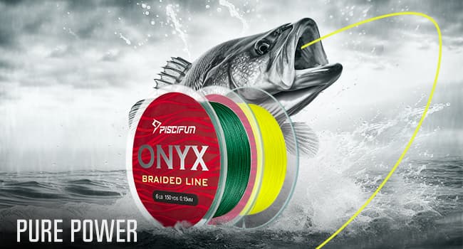 Piscifun Onyx Braided Fishing Line, Superline Abrasion Resistant Braided Lines, Zero Stretch Super Strong, Low Memory, Fast Water Cutting PE Fishing Lines, 6lb-150lb