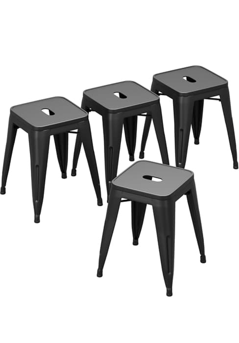 ALISH 26 Inch Industrial Bar Stools Set of 4, High Back Metal Barstools with Large Wood Seat, Counter Height Bar Chairs for Kitchen Island (26 Inch Set of 4, Black)