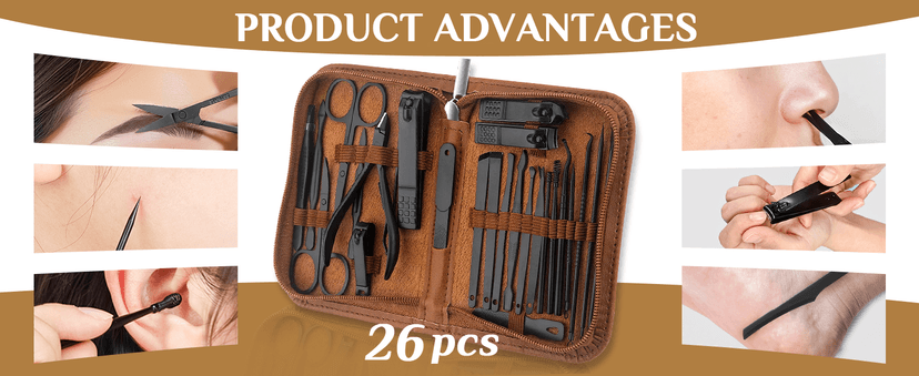 Manicure Set Professional Nail Clipper Kit-26 Pieces Stainless Steel Manicure Kit,nail Care Tools with Luxurious Travel Case